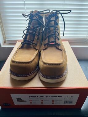 Men's Brunt Tan Leather Lace-Up Work Boots